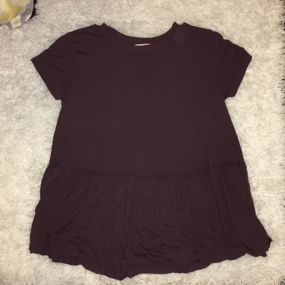 Maroon/ burgundy peplum tee
